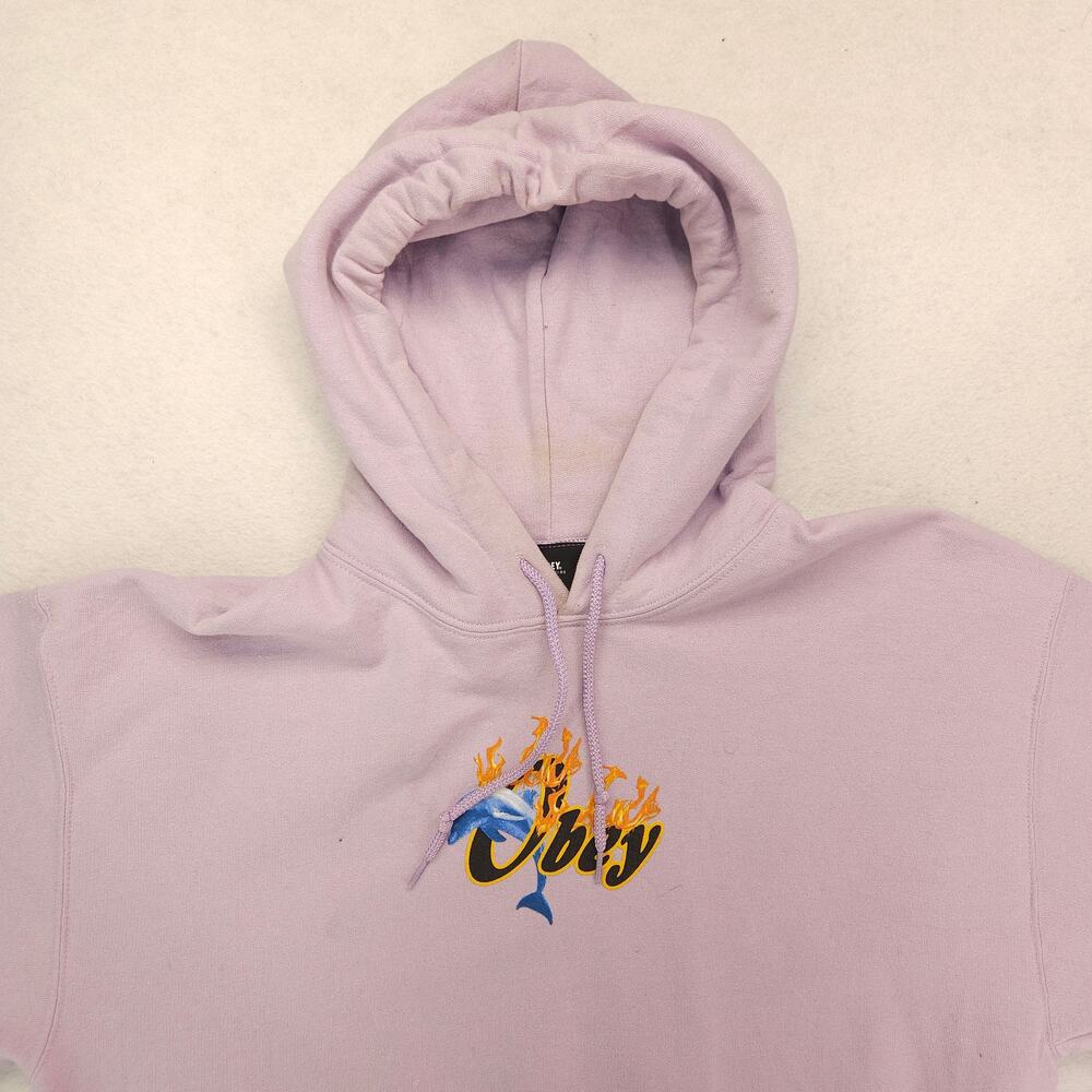 Obey Casual Long Sleeve Pullover Hoodie Mens Size Large L Purple